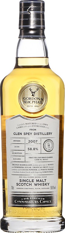 Glen Spey 2007 GM First Fill Bourbon Barrel 58.8% 700ml