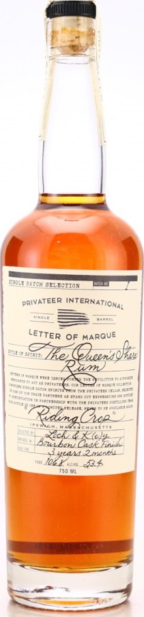 Privateer Letter of Marque #1 Queen's Share 'riding Crop' 3yo 53.4% 750ml