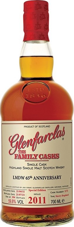 Glenfarclas 2011 10yo Sherry Hogshead #1173 LMDW 65th Anniversary 59.8% 700ml