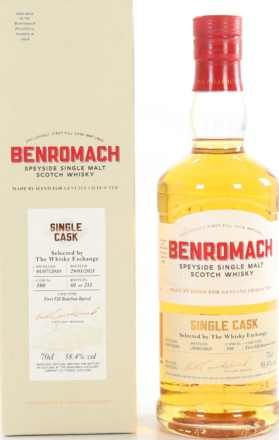 Benromach 2010 1st Fill Bourbon Barrel #390 The Whisky Exchange 58.4% 700ml