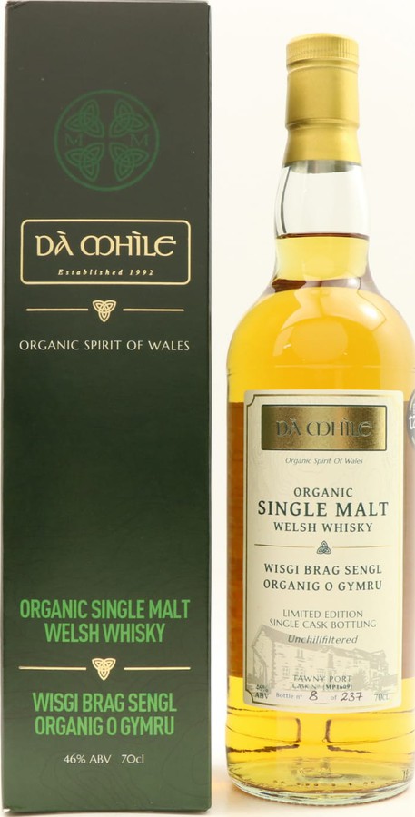 Da Mhile Organic Single Malt Welsh Whisky first fill Tawny Port cask 46% 700ml