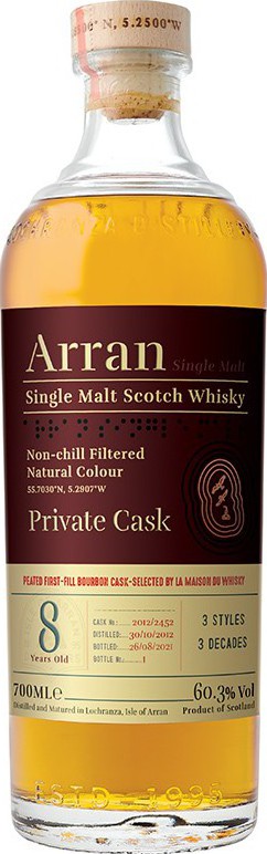 Arran 2012 First Fill Bourbon Barrel 2012/2452 LMDW 60.3% 700ml