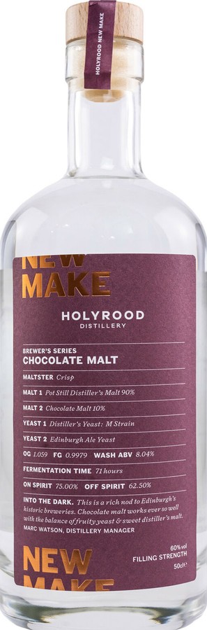 Holyrood Spirit Merchants Chocolate Malt New Make 60% 500ml