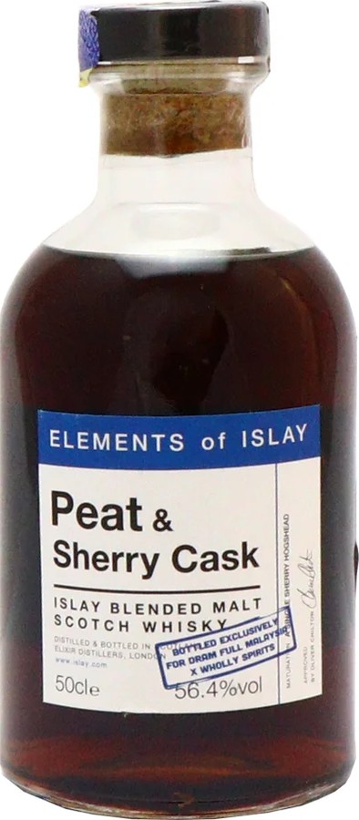 Peat & Sherry Cask Islay Blended Malt Scotch Whisky ElD Dram Full Malaysia x Wholly Spirits 56.4% 500ml