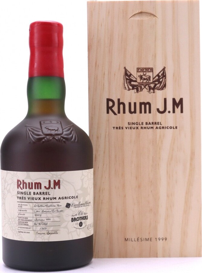 Rhum J.M 1999 Single Barrel #180012 Wooden Box 21yo 43.15% 500ml