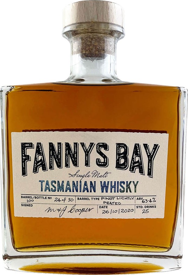 Fannys Bay Tasmanian Whisky Pinot Lightly Peated #100 63.4% 500ml