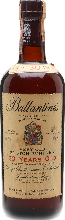 Ballantine's 30yo Very Old Scotch Whisky Importatore : C. Salengo Genova 43% 750ml