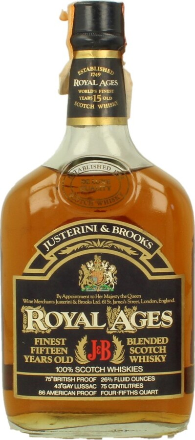 Royal Ages 15yo Blended Scotch Whisky Dateo Import SpA Milano 43% 750ml