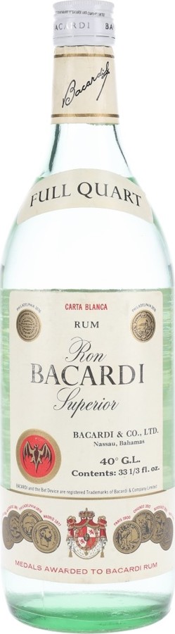 Bacardi Carta Blanca Superior Full Quart 40% 947ml