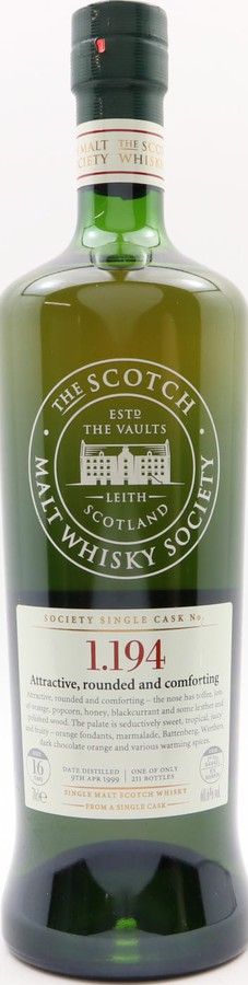 Glenfarclas 1999 SMWS 1.194 Attractive rounded and comforting 1st Fill Ex-Bourbon Barrel 60.6% 700ml