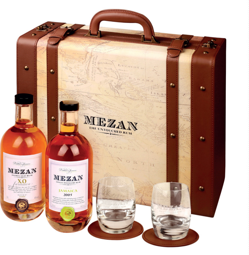 700ml - With Mezan XO Suitcase Spirit Radar Jamaica 40% Glasses