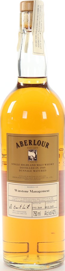 Aberlour 1989 Dunnage Matured Reserved for James H. Goodwin Contract 044/345 43% 750ml