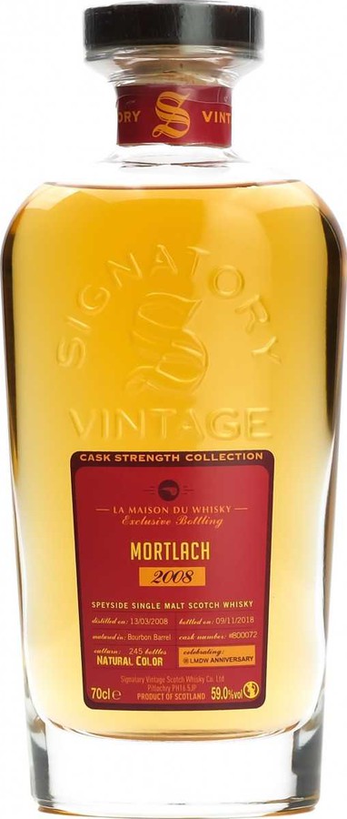 Mortlach 2008 SV Cask Strength Collection Bourbon Barrel #800072 LMDW Anniversary 59% 700ml