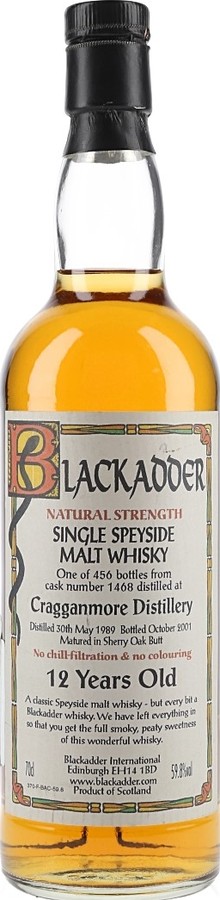 Cragganmore 1989 BA Natural Strength Sherry Oak Butt #1468 59.8% 700ml