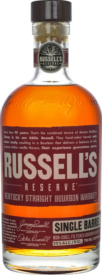 Russell's Reserve Single Barrel Kentucky Straight Bourbon Whisky #4 Charred New American Oak 19-0035 Binny's Beverage Depot 55% 750ml