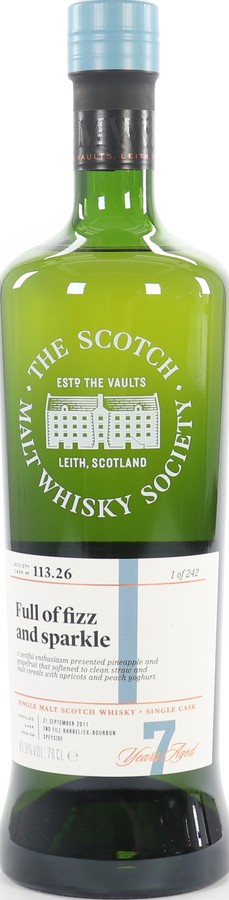 Braeval 2011 SMWS 113.26 Full of fizz and sparkle 2nd Fill Ex-Bourbon Barrel 61.6% 700ml