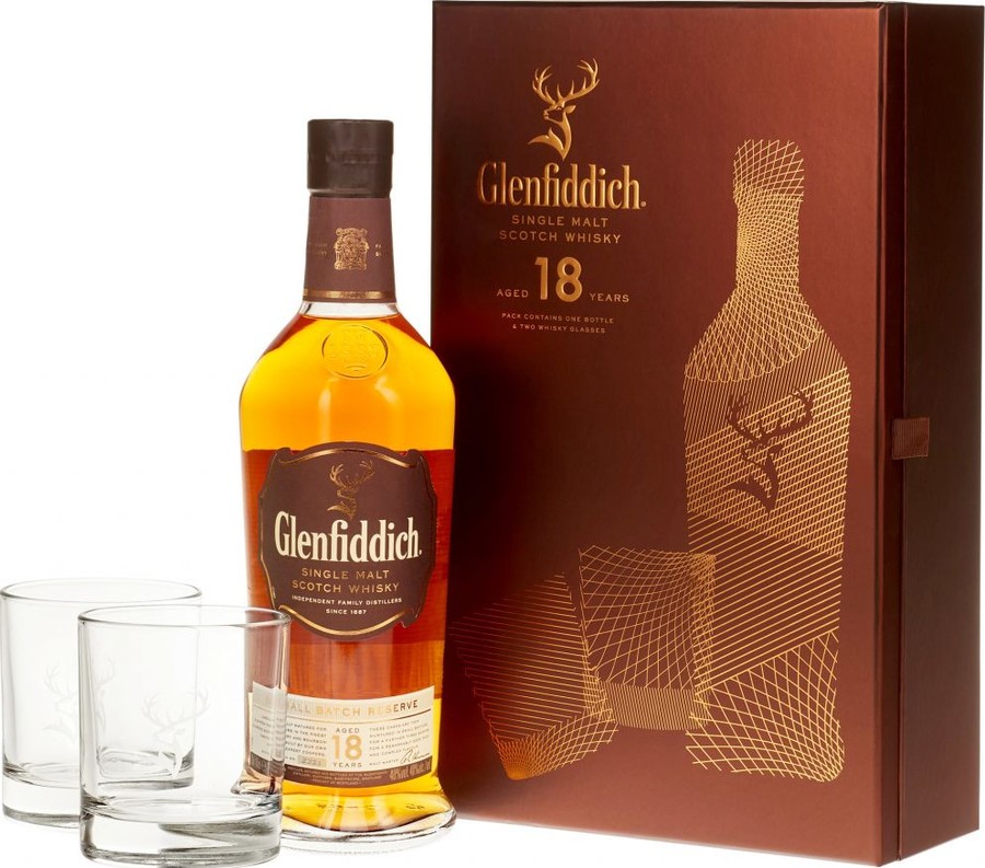 Glenfiddich 18yo Gift Set 40% 700ml