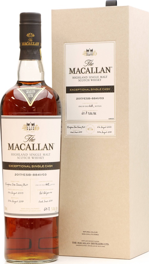 Macallan 2017 ESB-8841 03 European Oak Sherry Butt 60.8% 750ml
