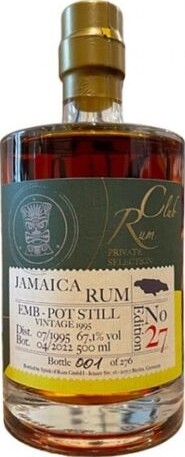 RumClub 1995 Jamaica Private Selection No.27 26yo 67.1% 500ml