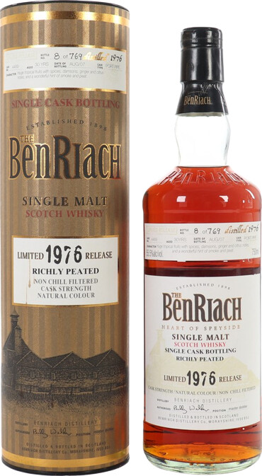 BenRiach 1976 Peated Port Pipe 55.5% 750ml