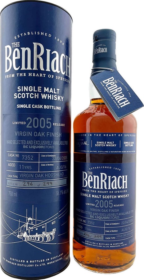 BenRiach 2005 Virgin Oak Hogshead #7352 BC Liquor Stores 56.1% 750ml