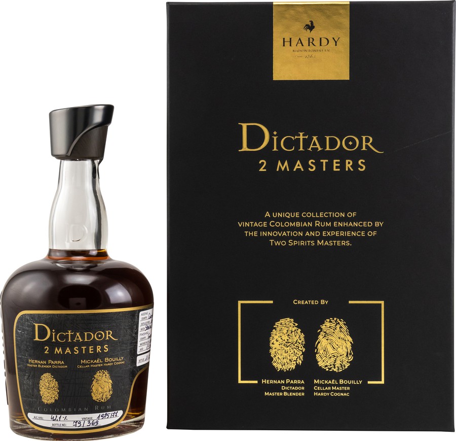 Dictador 1975 1977 Two Masters Hardy Cognac 2nd Edition 42.1% 700ml