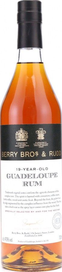 Berry Bros. & Rudd 1998 Guadeloupe Rum 19yo 47.9% 700ml