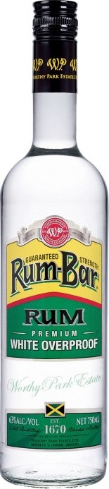 Rum Bar White Overproof Premium Worthy Park Jamaica 63% 700ml