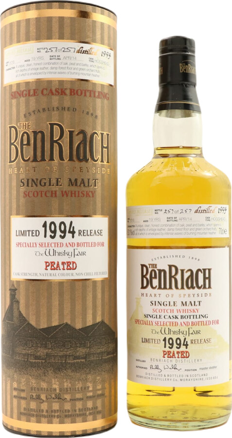 BenRiach 1994 Peated Hogshead 1616 The Whisky Fair 53.1% 700ml