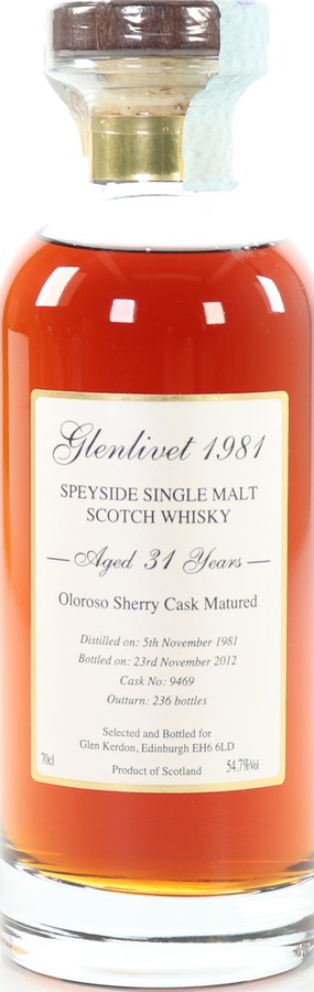 Glenlivet 1981 SV Oloroso Sherry Cask 9469 Glen Kerdon Edinburgh 54.7% 700ml