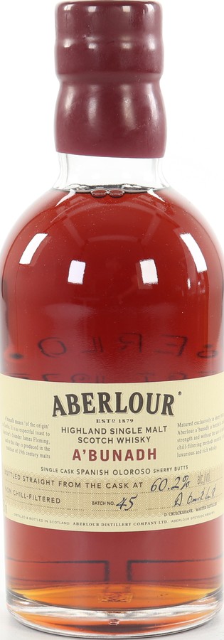 Aberlour A'bunadh batch #45 Single Cask Spanish Oloroso Sherry Butts 60.2% 750ml