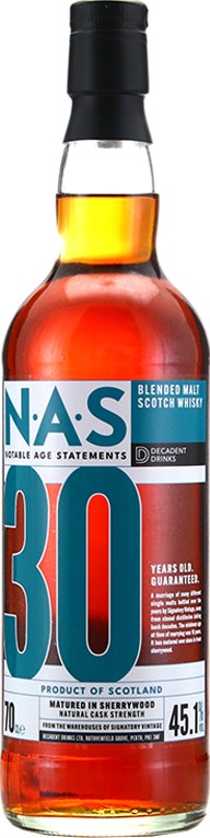 Blended Malt 30yo DeDr Notable Age Statements Series NAS 1 Sherry Butt 45.1% 700ml