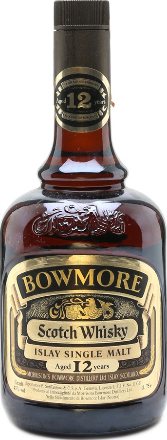 Bowmore 12yo Dumpy Brown Bottle Soffiantino Import 43% 750ml