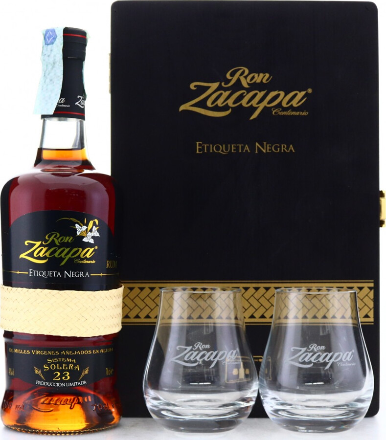 Zacapa Sistema Solera 23 Etiqueta Negra Giftbox with Glasses 43% 700ml