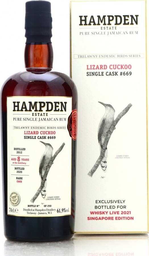 Velier Hampden Estate 2012 Lizard Cuckoo OWH Single Cask #669 TEBS Series 8yo 61.9% 700ml