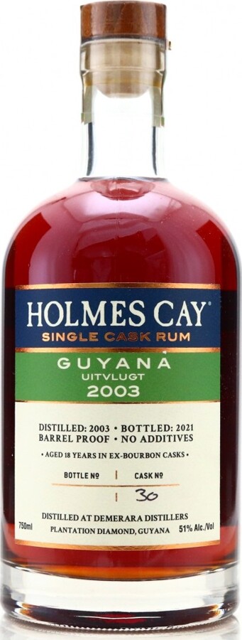 Holmes Cay 2003 Single Cask Guyana 18yo 51% 750ml