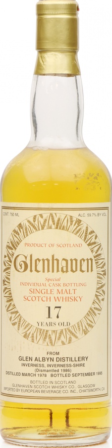 Glen Albyn 1978 Gh Individual Cask Bottling European Beverage Co. Inc. Chatsworth CA 59.7% 750ml