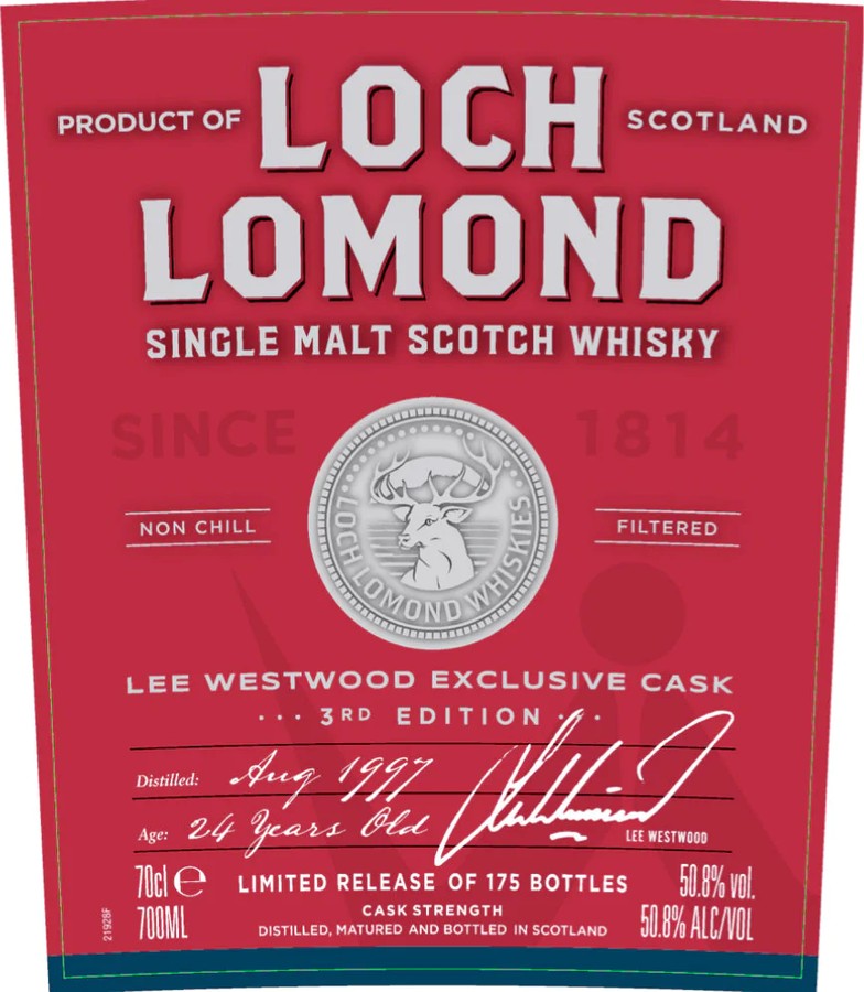 Loch Lomond 1997 Lee Westwood Old Single Malt 3rd Edition 24yo 50.8% 700ml