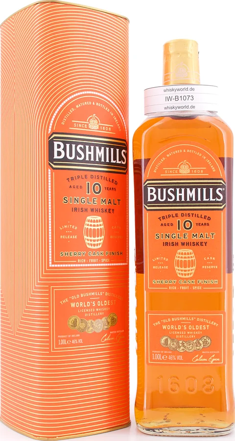 Bushmills 10yo Sherry Cask Finish American Oak + Oloroso Sherry Barrel Finish Travel retail 46% 1000ml