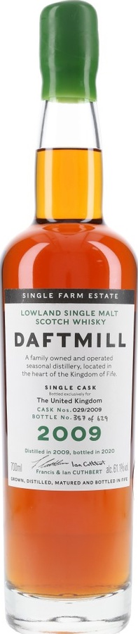 Daftmill 2009 Bottled for The United Kingdom Single Cask First Fill Oloroso Butt 029/2009 61.1% 700ml