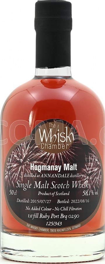 Annandale 2015 WCh Hogmanay Malt 1st Fill Ruby Port Barrique 58.1% 500ml