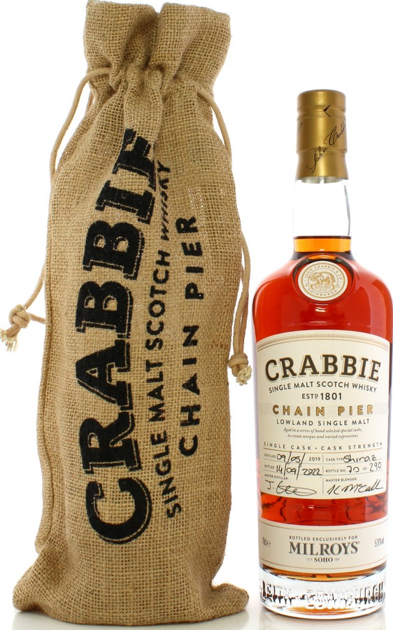 Crabbie 2019 JCrC Chain Pier Shiraz Milroy's of Soho 57.9% 700ml