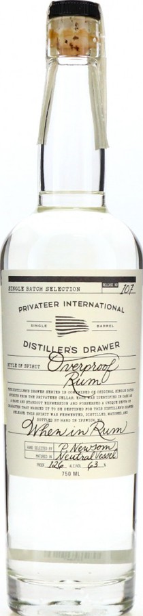 Privateer Distiller's Drawer #107 Overproof When in Rum 63% 750ml