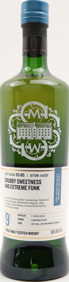 Glen Scotia 2012 SMWS 93.185 Grubby sweetness and extreme funk 1st Fill Ex-Bourbon Barrel 58.6% 700ml