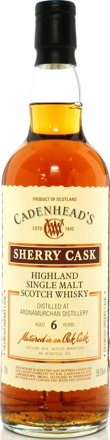 Ardnamurchan 2016 CA Sherry Cask Oloroso Sherry 56% 700ml