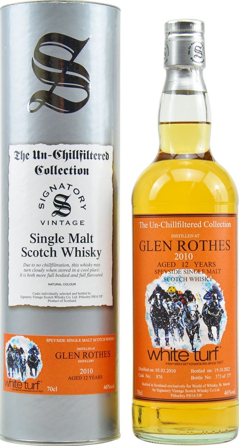 Glenrothes 2010 SV The Un-Chillfiltered Collection white turf Ex Bourbon Hogshead Waldhaus am See St. Moritz 46% 700ml
