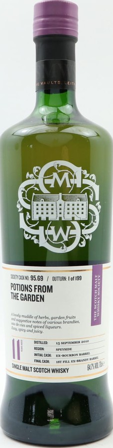 Auchroisk 2010 SMWS 95.69 Potions from the gardens 1st refill Re-charred brandy American Oak 64.7% 700ml