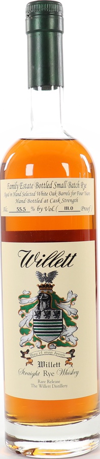 Willett 4yo Family Estate Bottled Small Batch Rye White Oak Barrel 55.5% 750ml