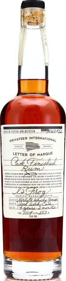 Privateer Letter of Marque #NWG52 Norfolk Whisky Group La Frog 4yo 55.7% 750ml