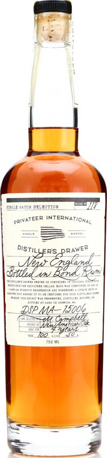 Privateer Distiller's Drawer #118 bottled in Bond 4yo 50% 750ml